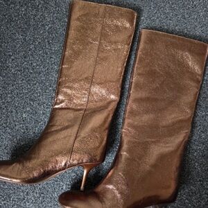 Zara Metallic Brown Heeled Boots